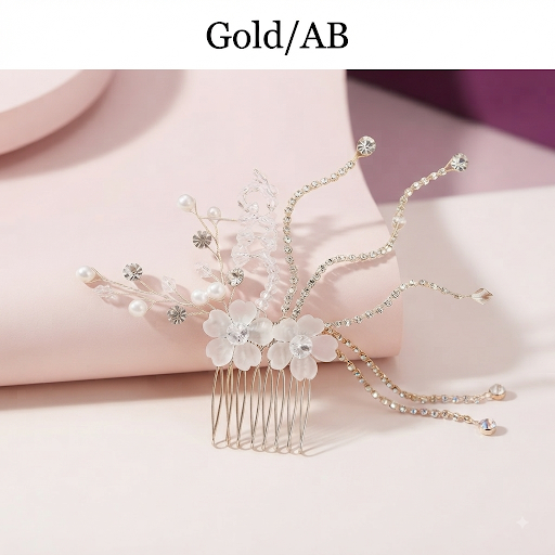 Intricate wire-wrapped floral branches with elegant cascading crystal chains
