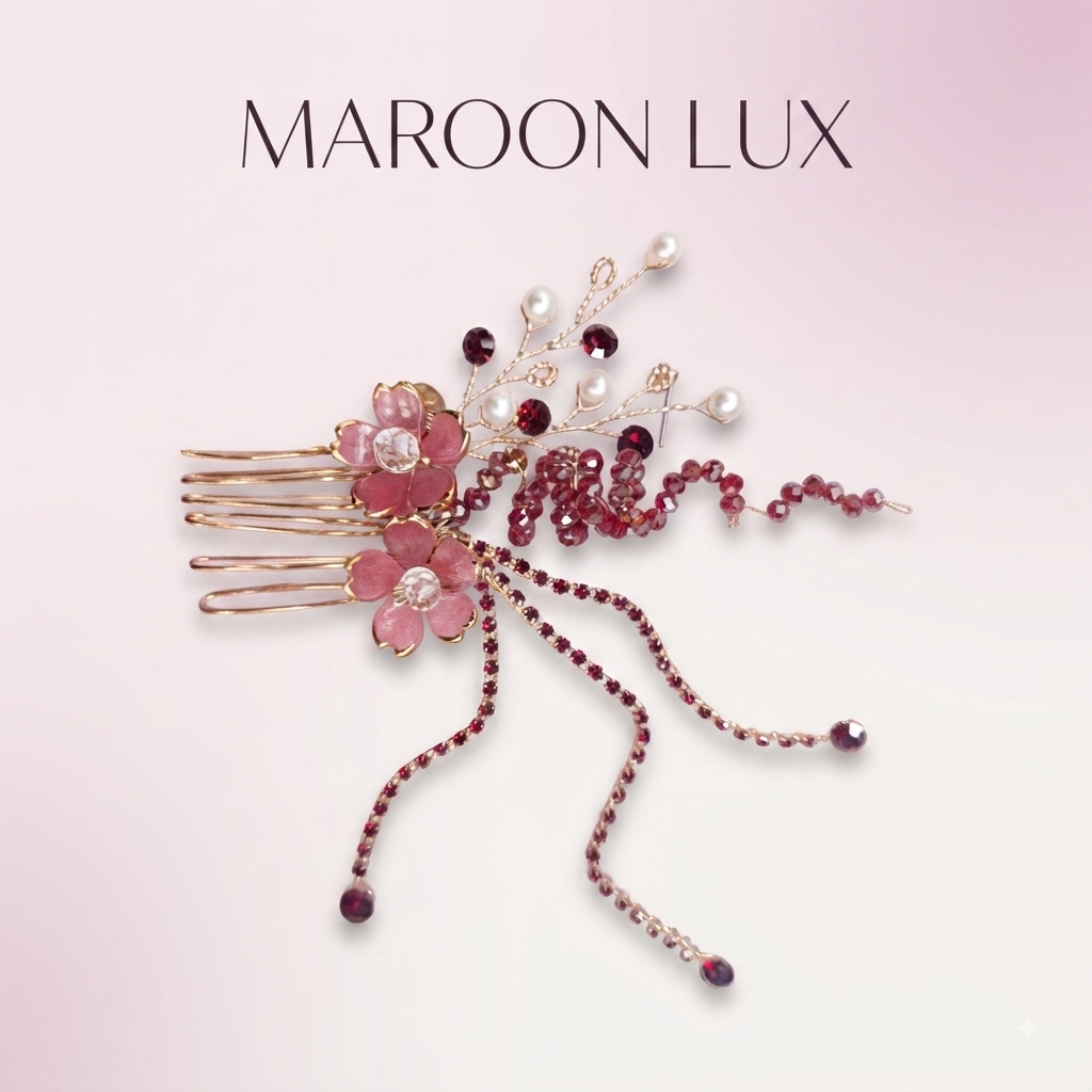 Intricate wire-wrapped floral branches with elegant cascading crystal chains