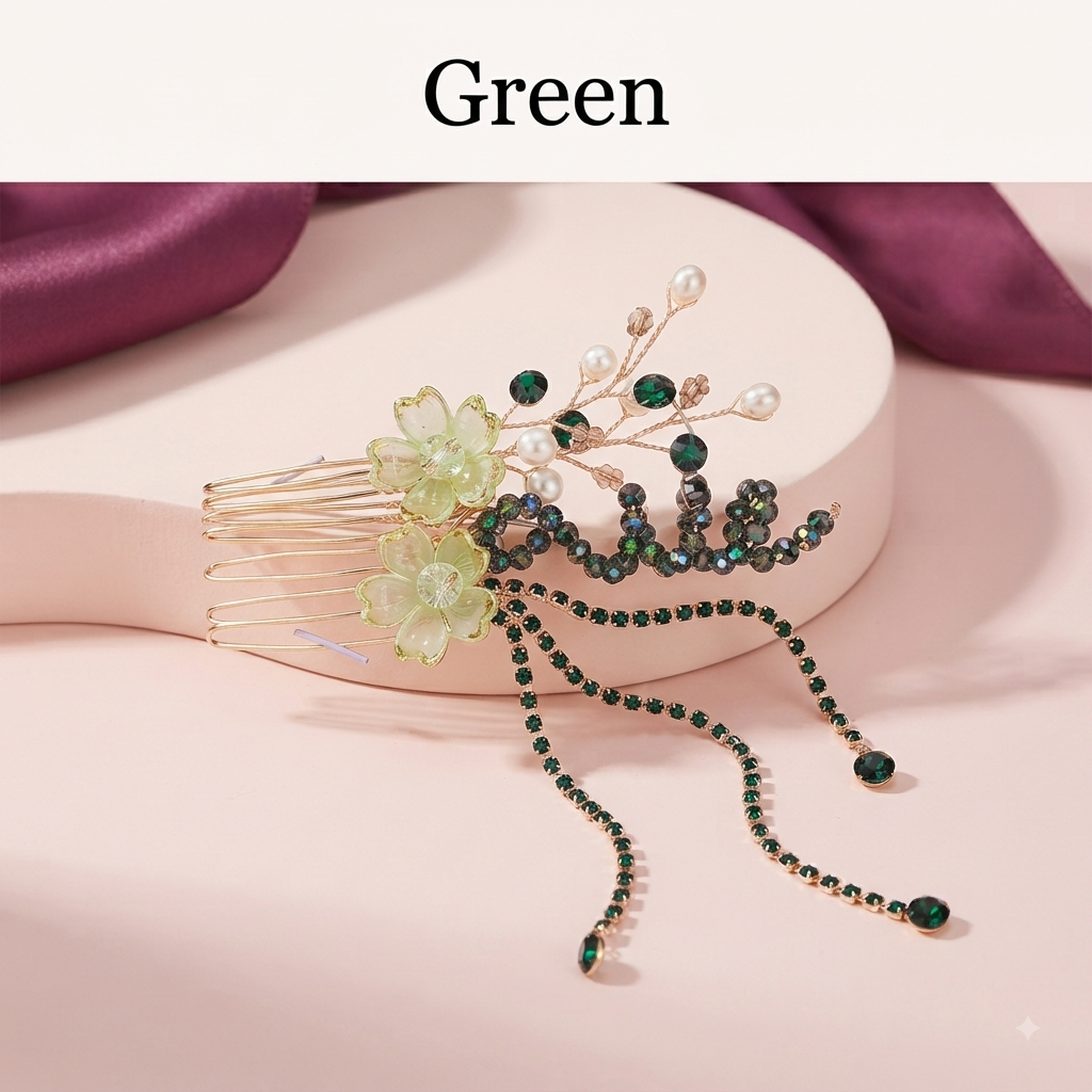 Intricate wire-wrapped floral branches with elegant cascading crystal chains