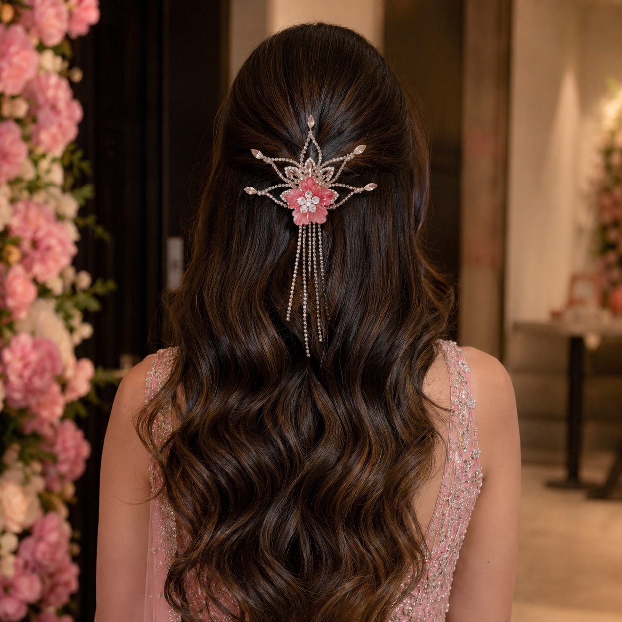 Celestial Blossom Crystal Cascading Hair Pin hair accessories