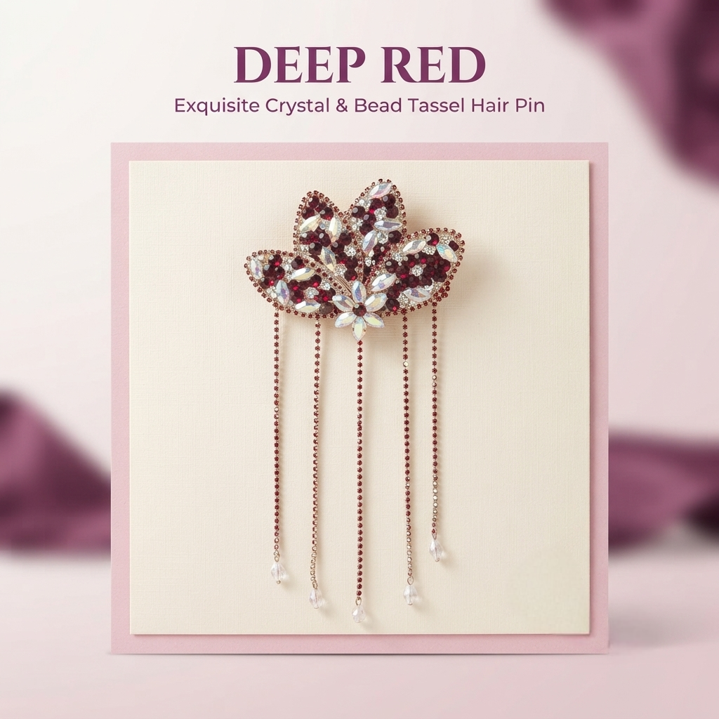 Regal Lotus Crystal Tassel Hair Pin hair accessories