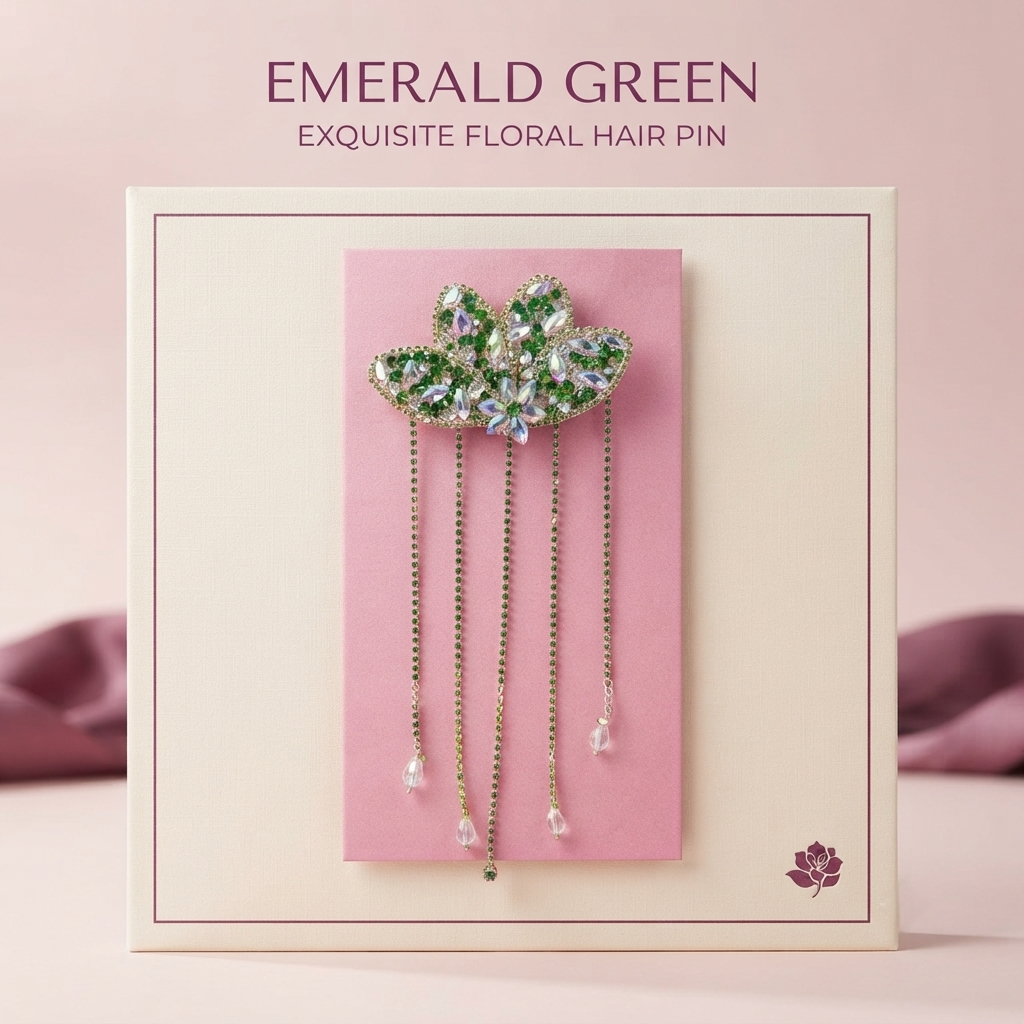 Regal Lotus Crystal Tassel Hair Pin hair accessories