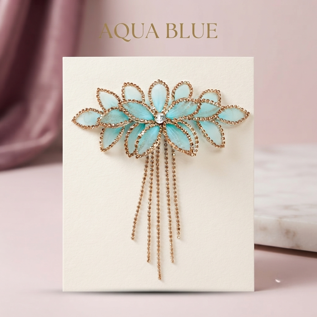Radiant Cascade Crystal Floral Hair Barrette hair clip