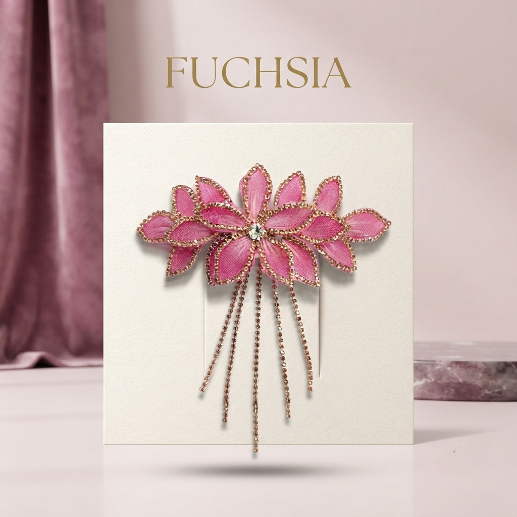 Radiant Cascade Crystal Floral Hair Barrette hair clip