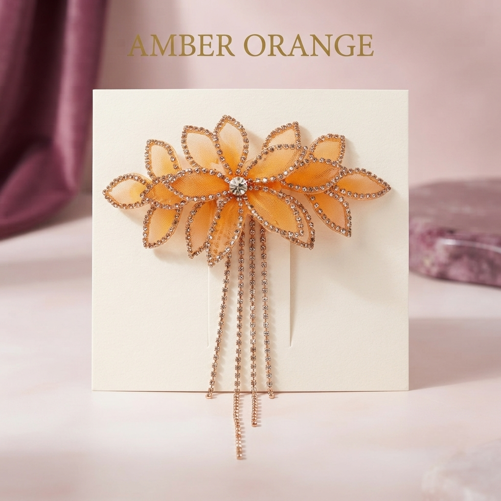 Radiant Cascade Crystal Floral Hair Barrette hair clip