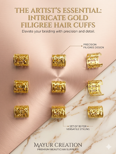 Intricate Gold Filigree Hair Cuffs (Pack of 10)