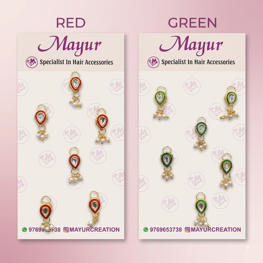 Royal Kundan & Meenakari Teardrop Hair Pins traditional hair accessories 1010