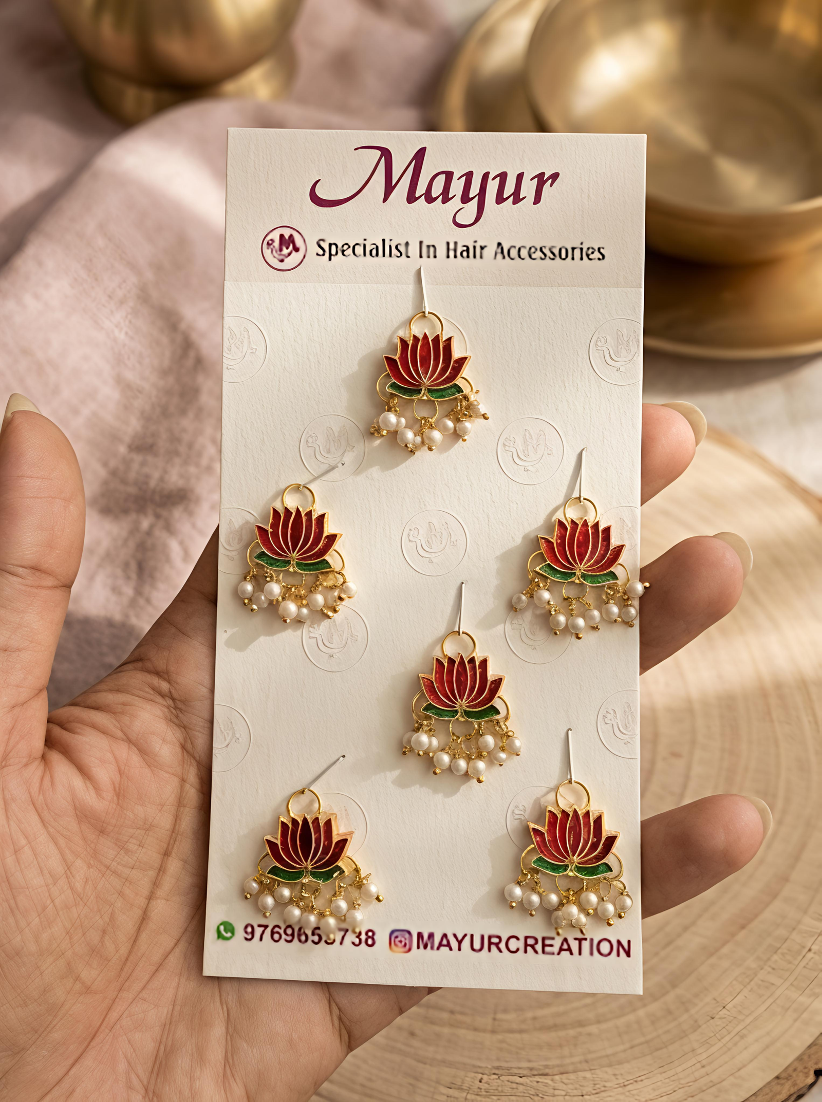 Elegant Lotus Flower with Delicate Pearl Drop Accents traditional hair accessories