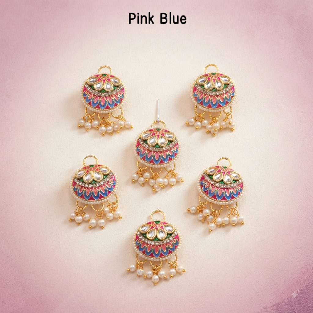 Designer Ethnic Meenakari & Kundan Hair Accessory Pins (Set of 6)
