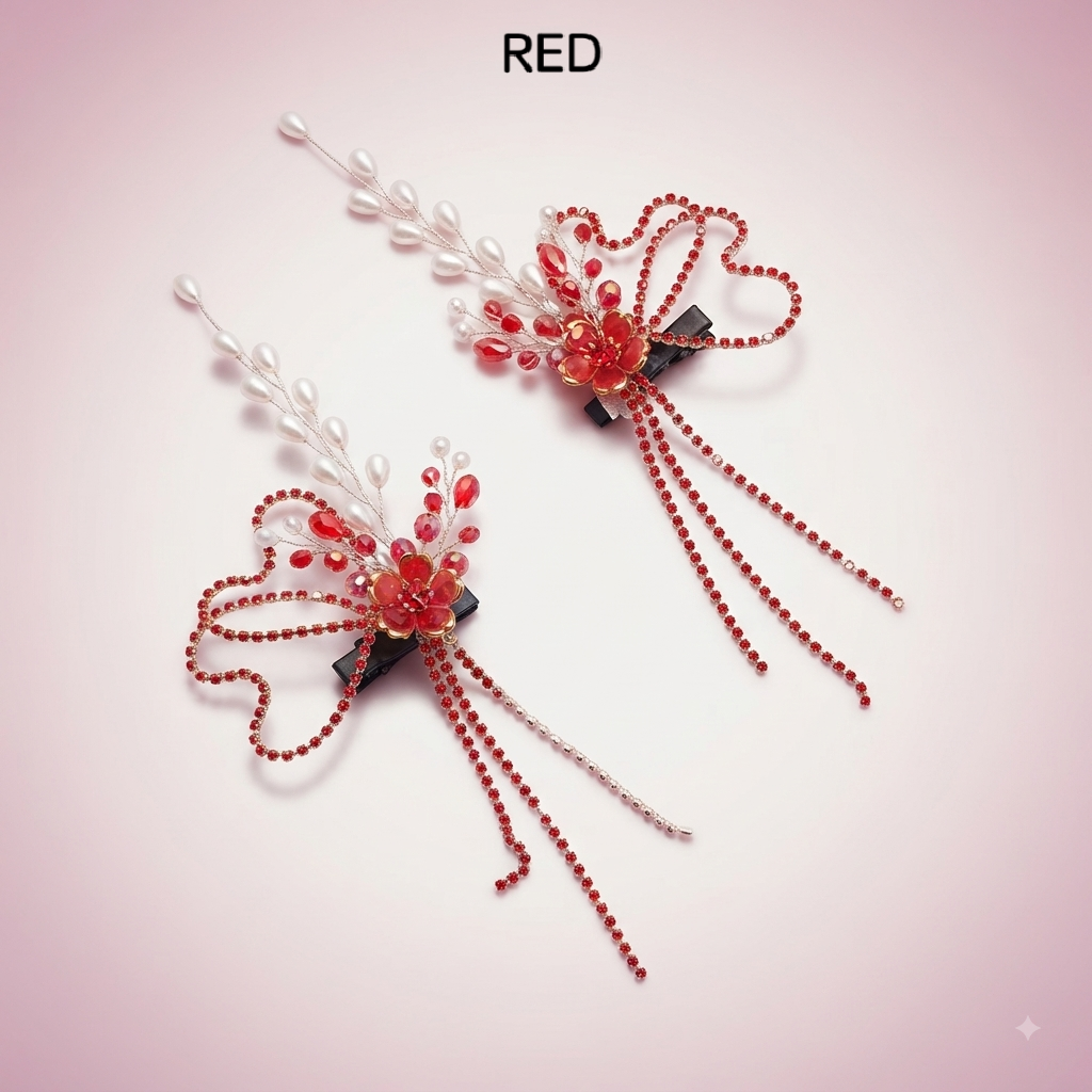 Ethereal Blossom Crystal & Pearl Hair Clips (Set of 2) hair accessories
