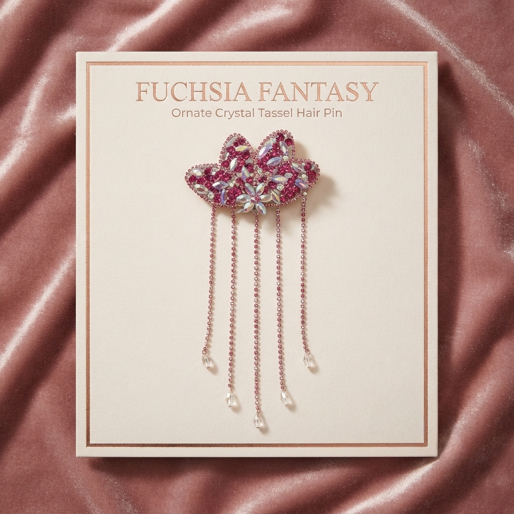 Regal Lotus Crystal Tassel Hair Pin hair accessories