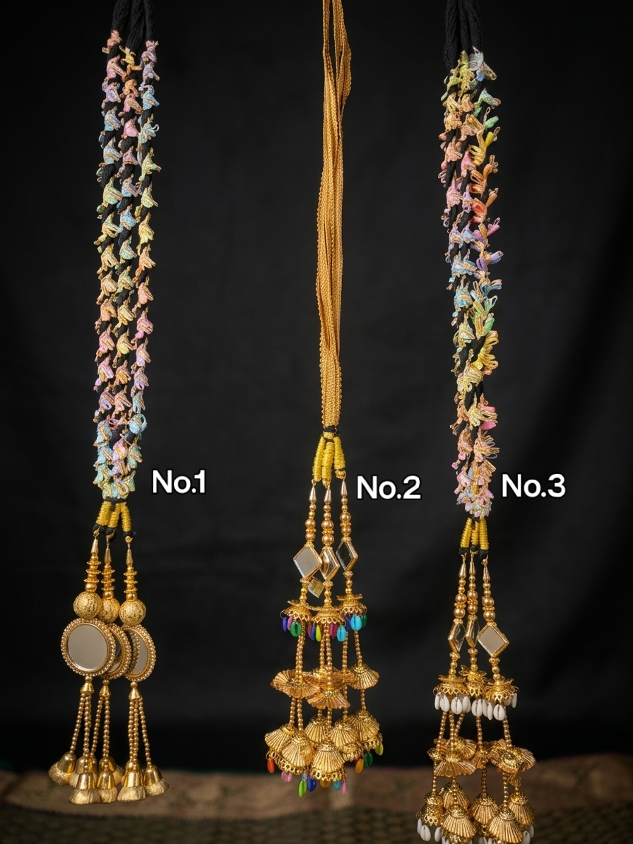 Heritage Jhumki & Sheesha(mirror) Designer Bridal Parandi / Mirror work parandi