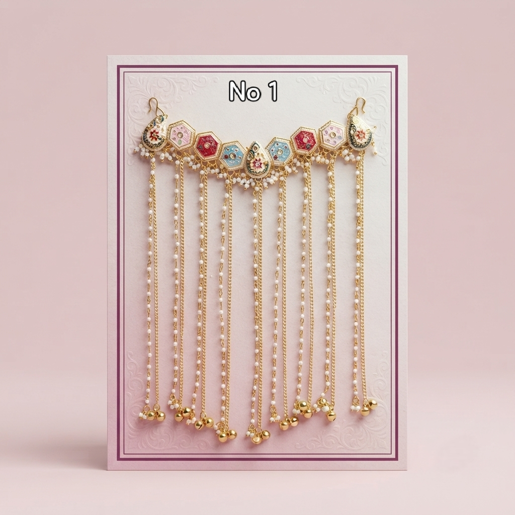 Royal Meenakari & Pearl Hanging Bridal Hair Chain trending accessories