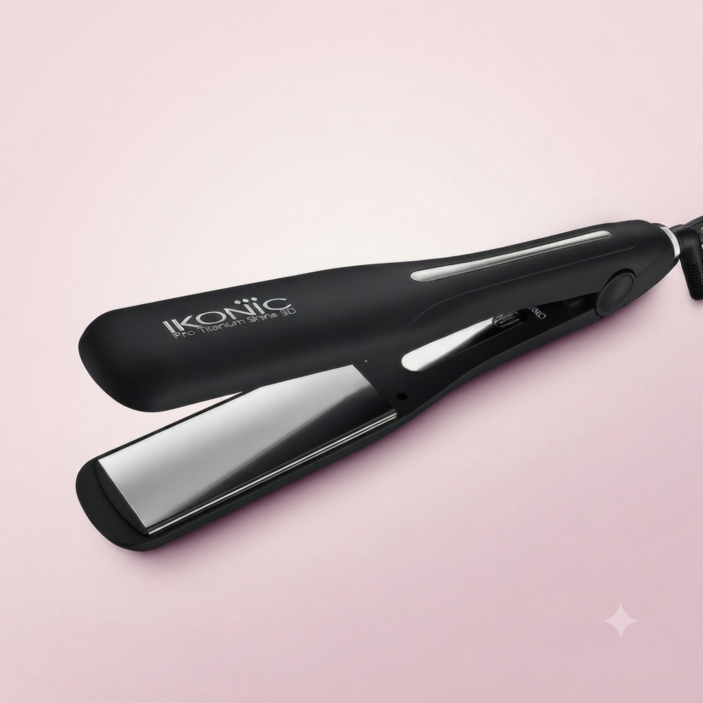 Ikonic Professional Pro Titanium Shine 3.0 Hair Straightener with 1.5-Inch Floating Titanium Plates & Digital Temperature Control