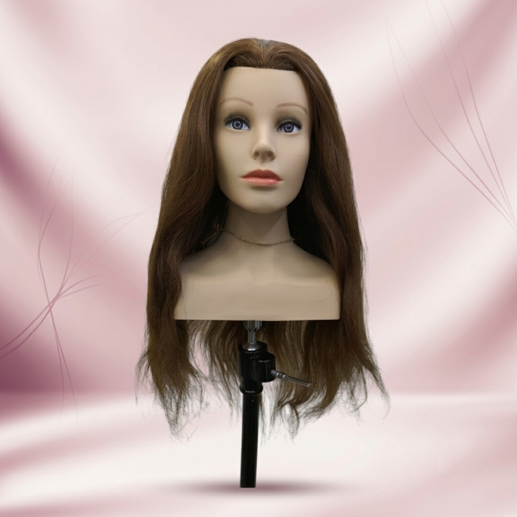 MANUSHI No. 5 – 100% Real Hair Professional Styling & Colouring Mannequin Head (28")