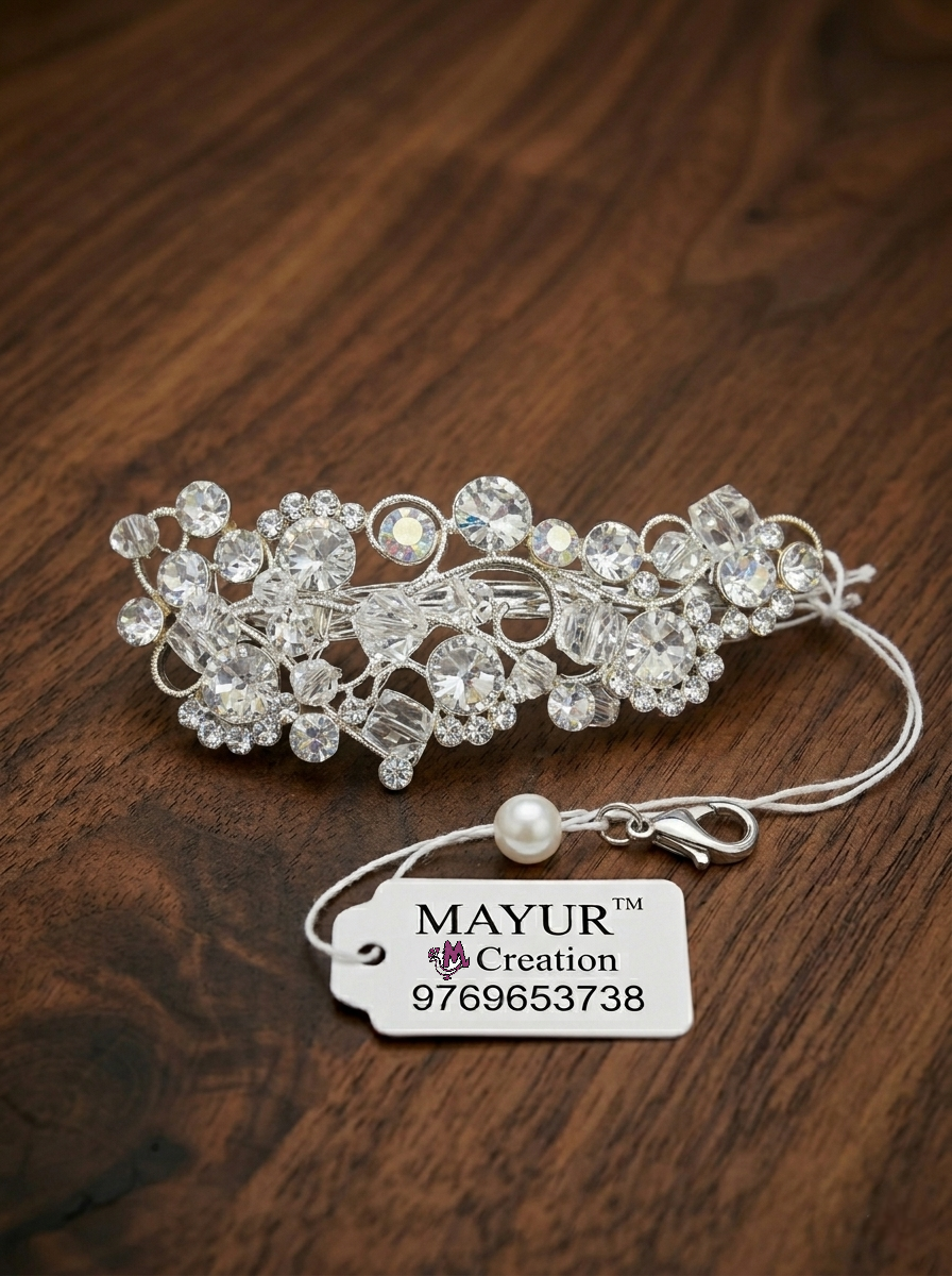 Celestial Halo Crystal Cluster Bridal Hair Barrette