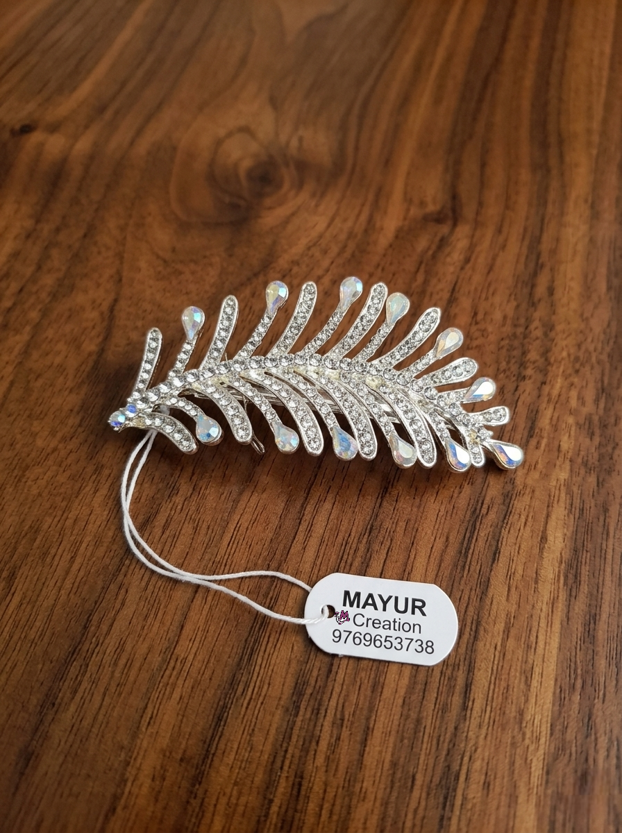 Aurora Crystal Feather Bridal Hair Barrette