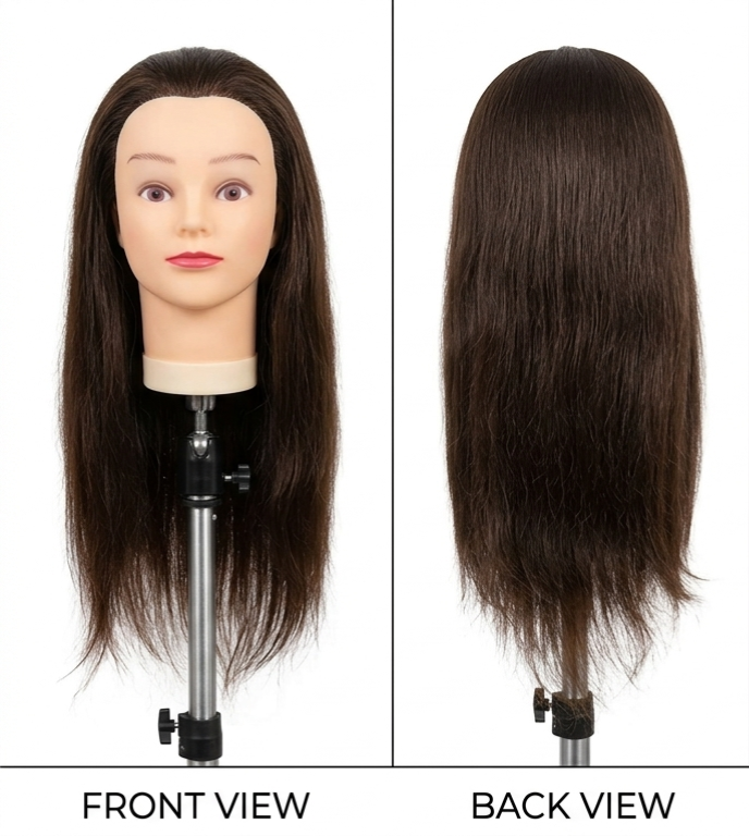M35 – Professional 80/20 Hair Styling & Cutting Practice Mannequin Head (20 Inches Brown, Textured Hair)